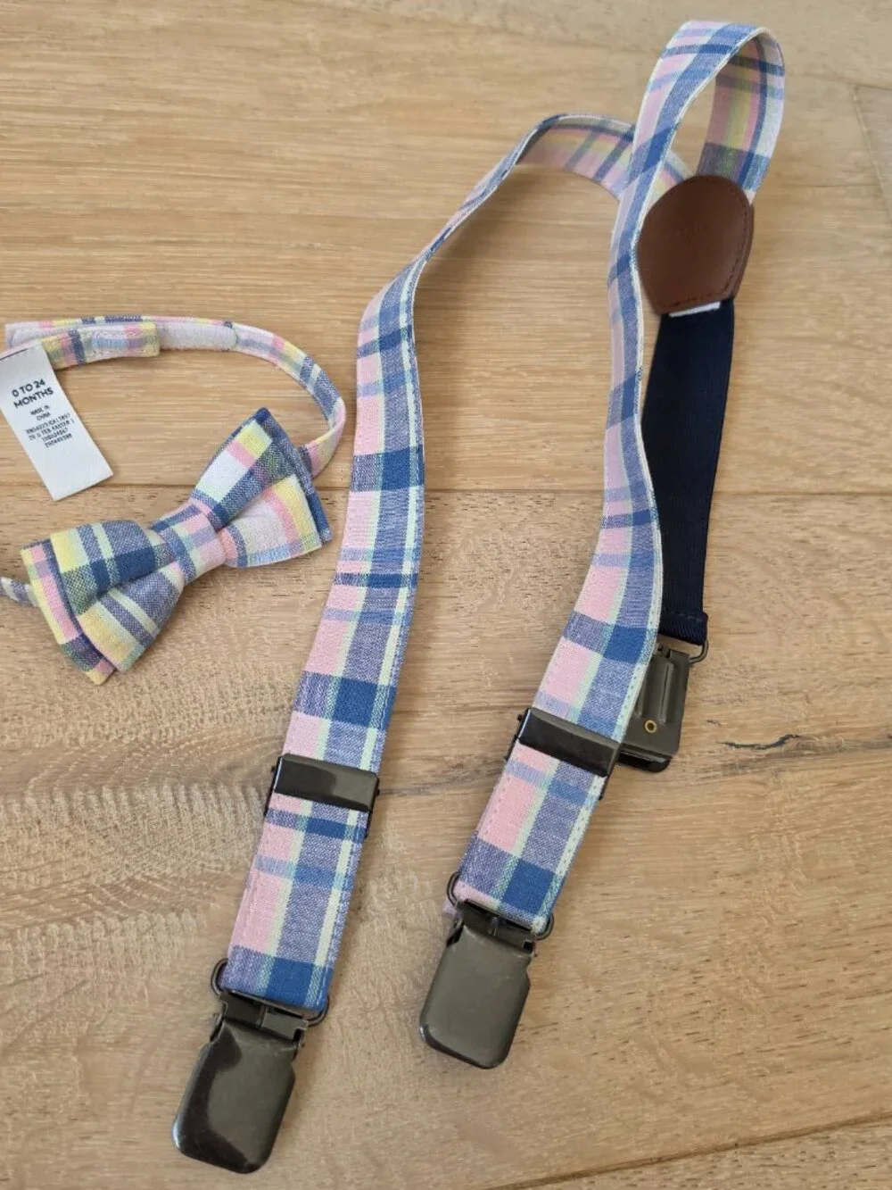 Janie & Jack Plaid Suspenders + Bow Tie Set (0-2T Baby/Toddler)